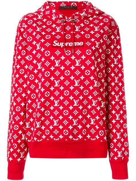 supreme x louis vuitton red hoodie replica|Louis Vuitton red hooded sweatshirt.